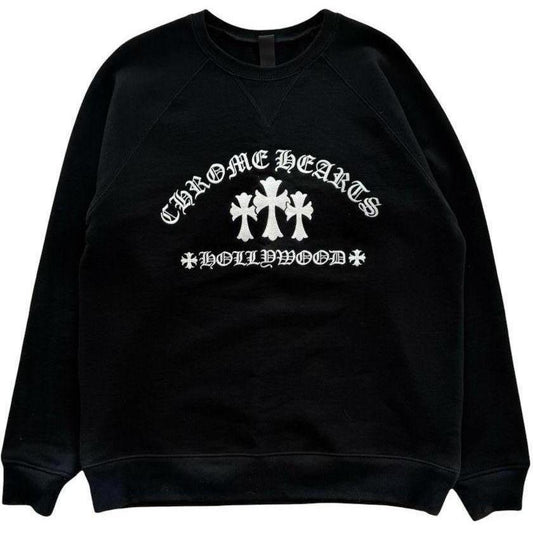 Chrome Hearts Triple Cross Embroidered Crewneck "Black" - Lightly Worn