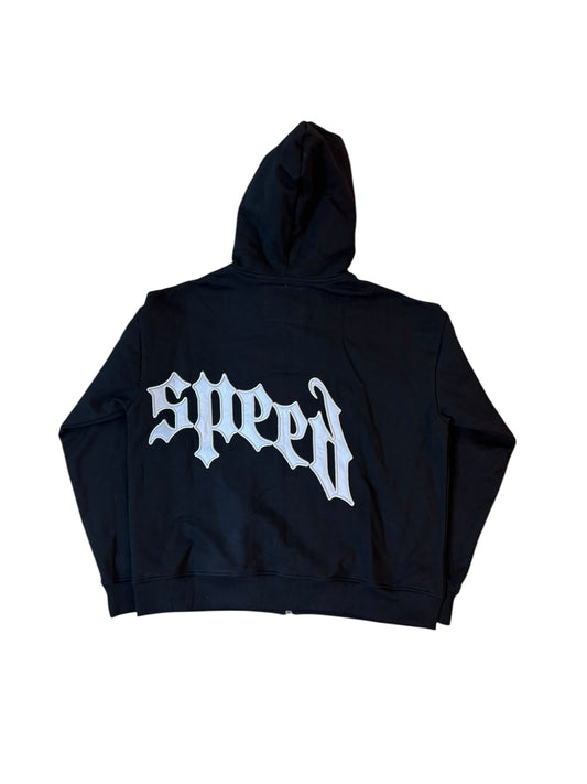 Godspeed OG Logo Zip Up Hoodie "Black/Silver"