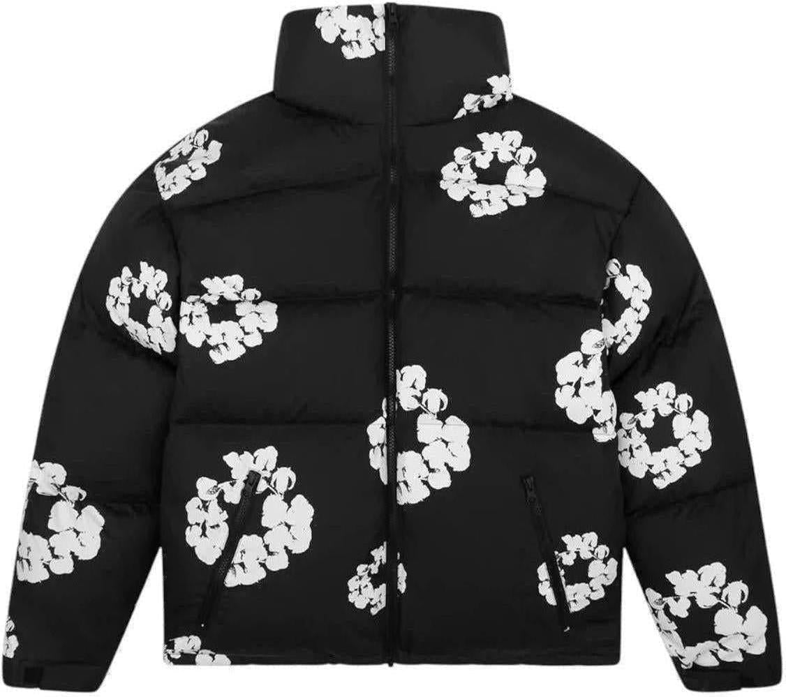 Denim Tears Cotton Wreath Puffer Jacket Black