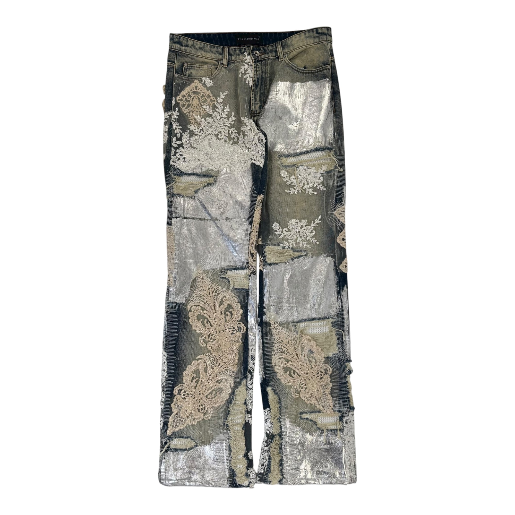 Who Decides War Metal Laced Denim Jeans &quot;Grey Washed&quot;