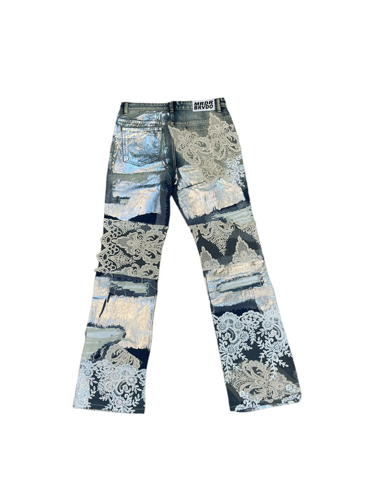 Who Decides War Metal Laced Denim Jeans "Grey Washed"