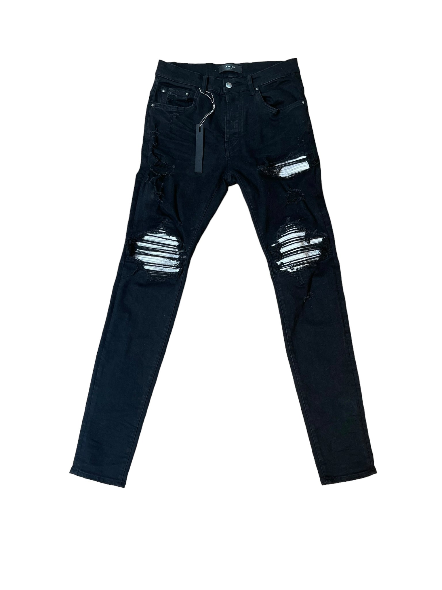 Amiri MX1 White-Ribbed Jeans "Black"