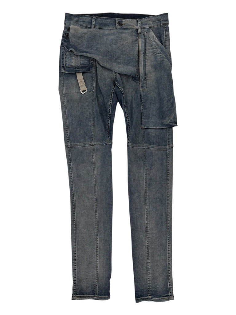 Rick Owens Memphis Denim Cargo Pants &quot;Dirty Wash&quot; - Lightly Worn