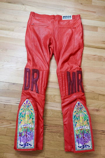 Who Decides War Leather Flared Jeans "Red"