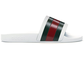 Gucci Pool Slides "White/Green/Red"