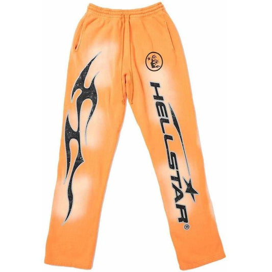 Hellstar Fire Orange Flare Bottom Sweatpants Orange Dye