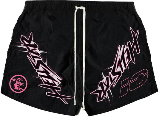 Hellstar Waxed Nylon Athletic Shorts Black