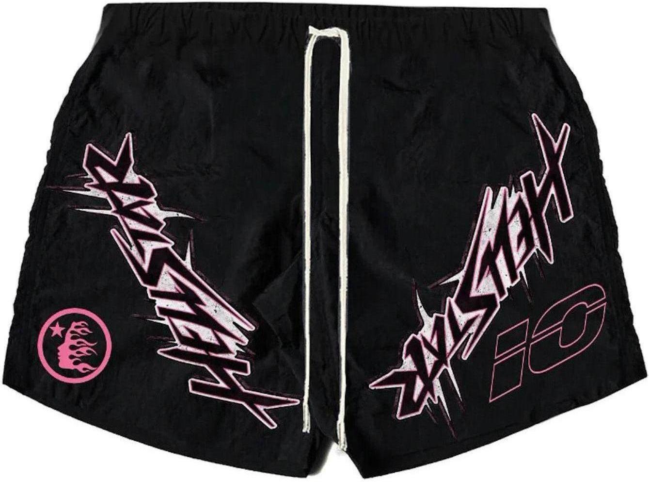 Hellstar Waxed Nylon Shorts "Black/Pink"