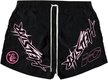 Hellstar Waxed Nylon Shorts "Black/Pink"