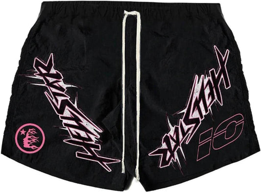 Hellstar Waxed Nylon Shorts "Black/Pink"