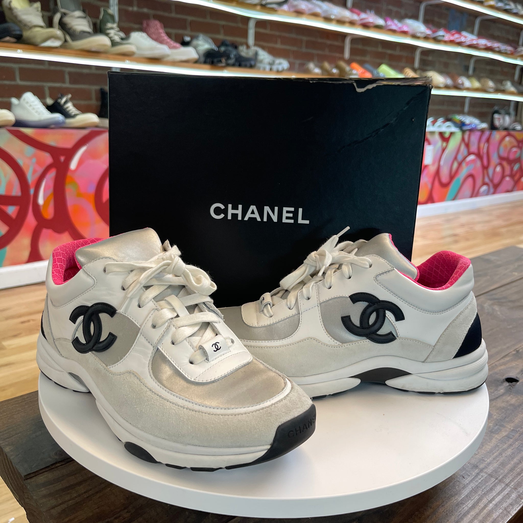 Chanel Trainers "White/Black/Pink"