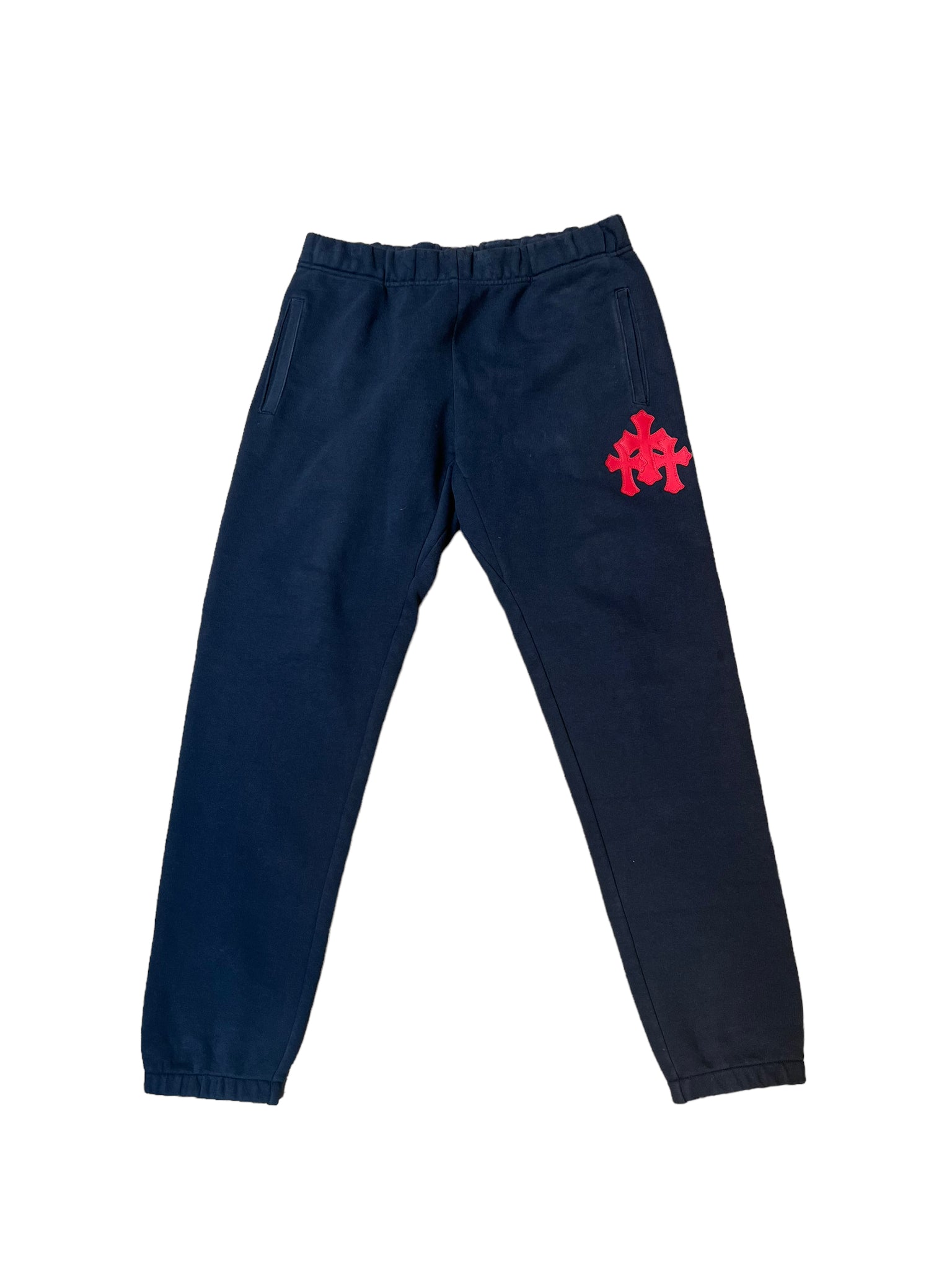 Chrome Hearts Leather Patch Sweatpants "Navy"