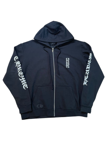 Chrome Hearts Vertical Logo Zip Up Hoodie "Black"