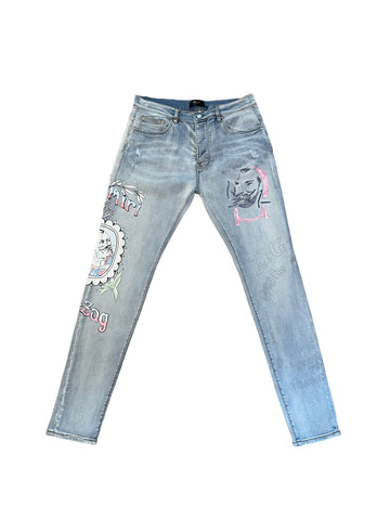 Amiri Stenciled Jeans "Light Washed"