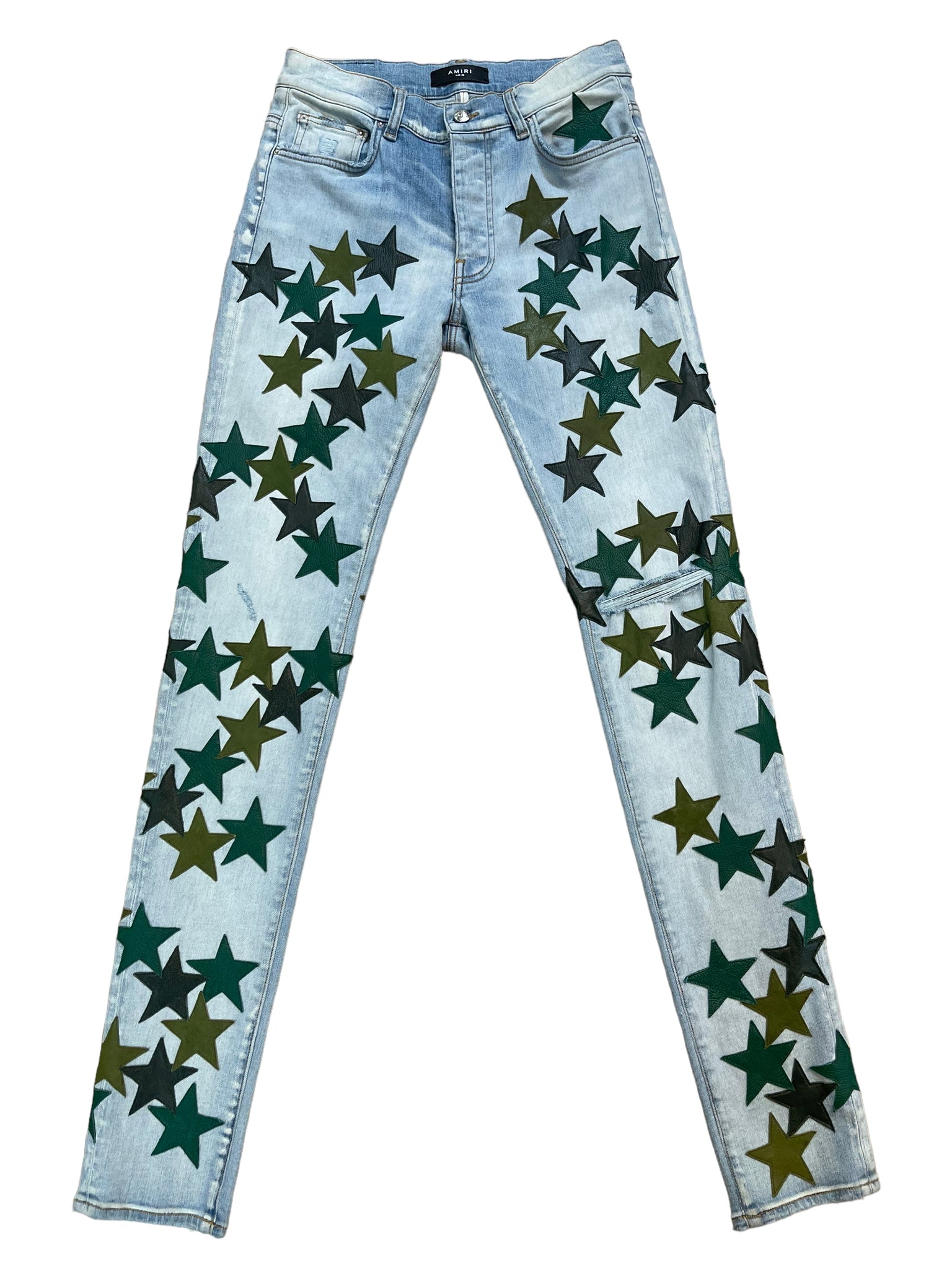 Amiri Chemist Blue Jeans "Green Stars"