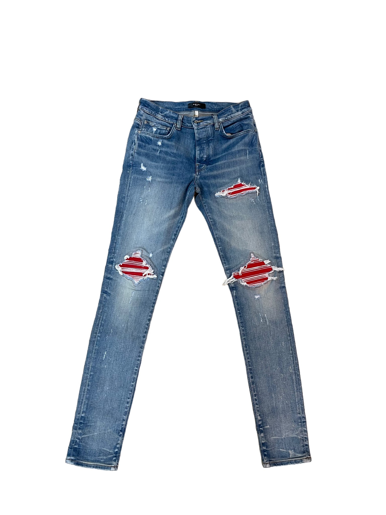 Amiri MX1 Red Ribbed Jeans "Light Wash"