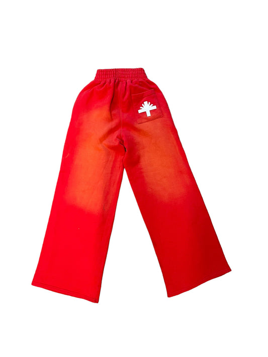 Vertabrae Wide Leg Sweatpants "Red"