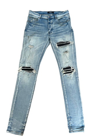 Amiri MX1 Lightwash Jeans "Black Ribbed" (Pre-Owned)