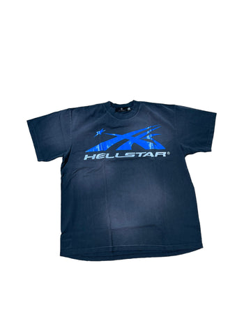 Hellstar Sport Logo Gel Tee "Black/Grey/Blue"