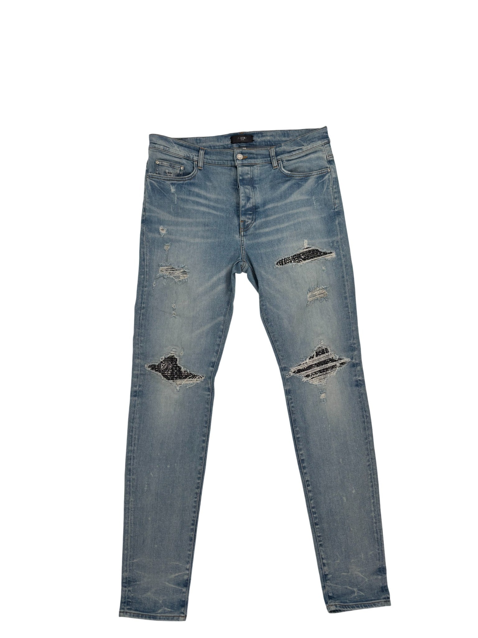 Amiri MX1 Jeans Black Bandana Patch - Lightly Worn