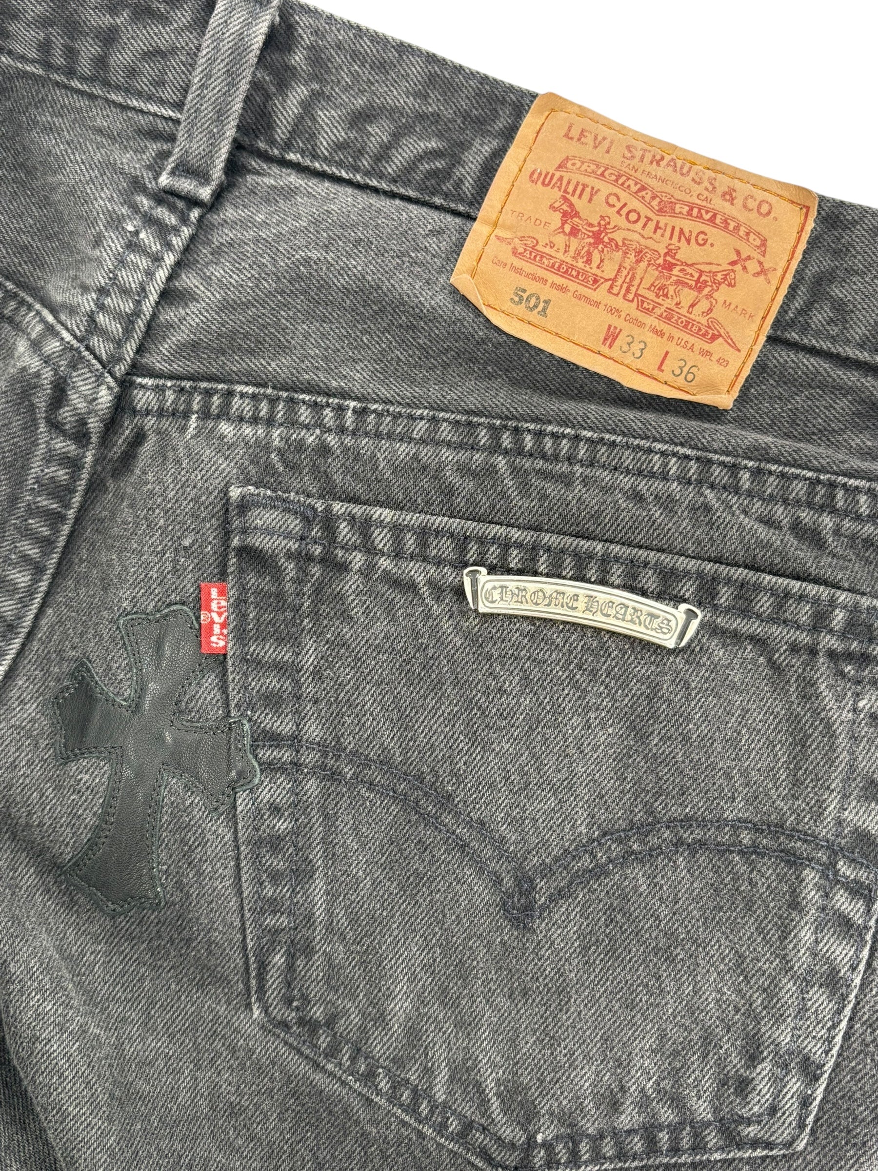 Chrome Hearts 15 Patch Vintage Levi Jeans Black Wash - Lightly Worn