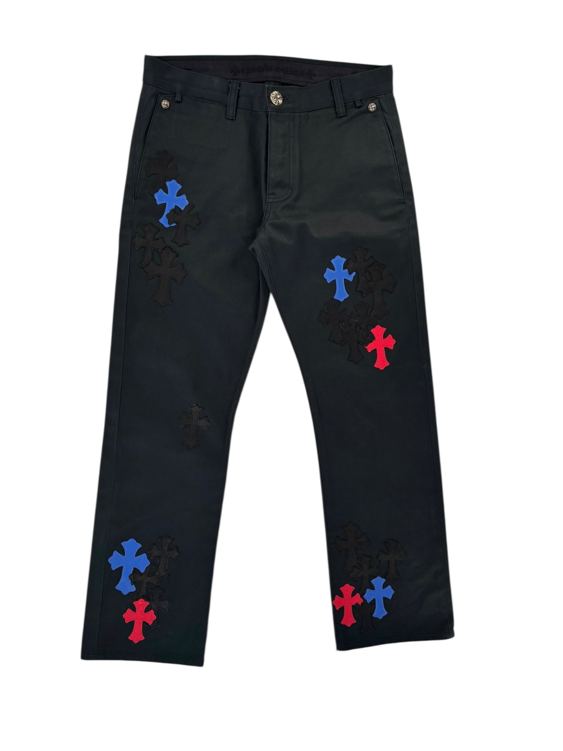 Chrome Hearts Chino Pants Red Black Blue Patches - Lightly Worn