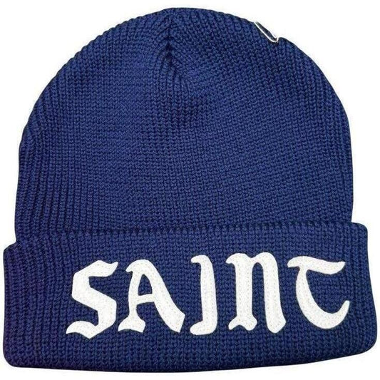 Saint Michael Logo Knit Beanie "Navy"