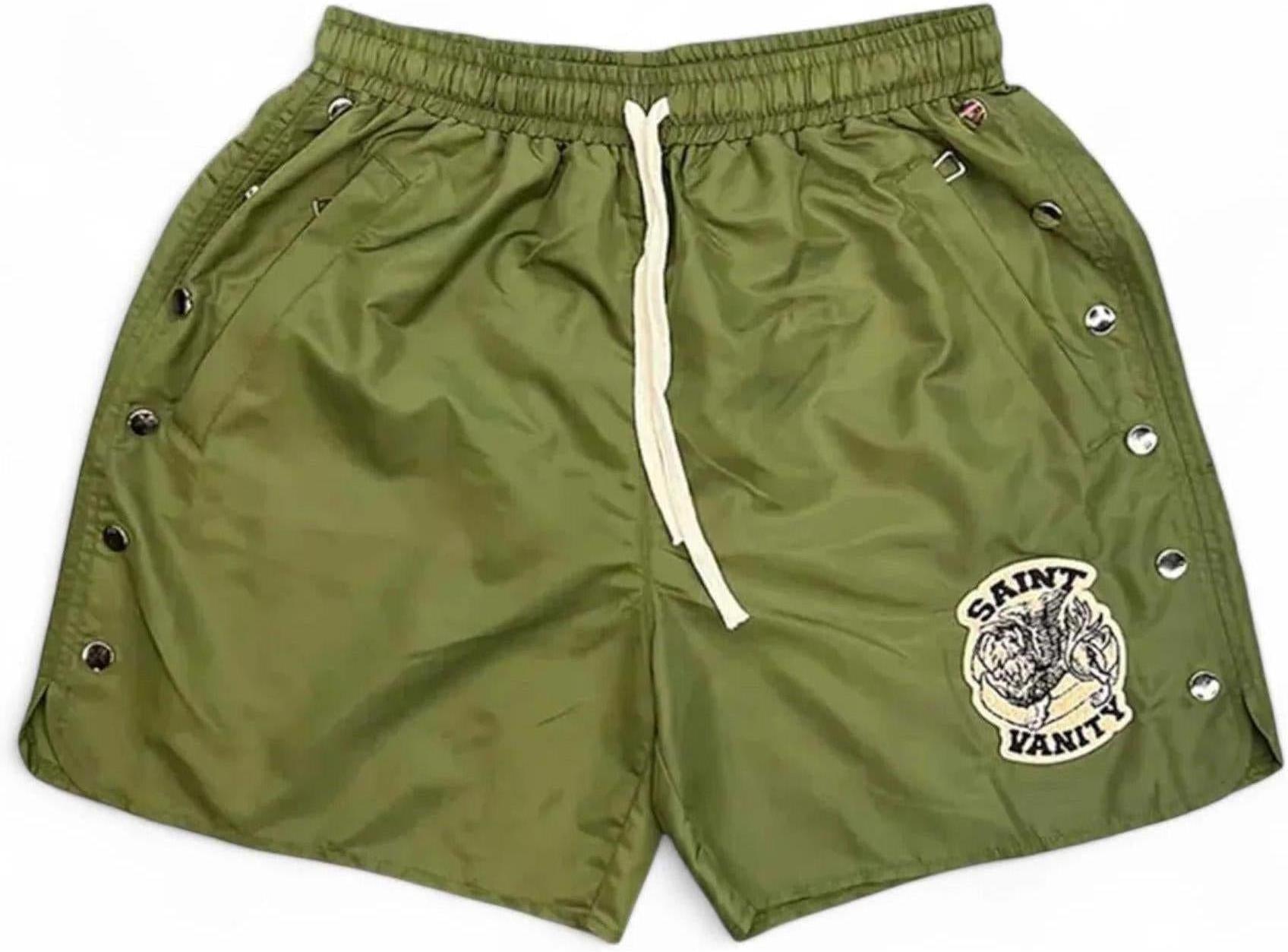 Saint Vanity Nylon Button Shorts "Green"