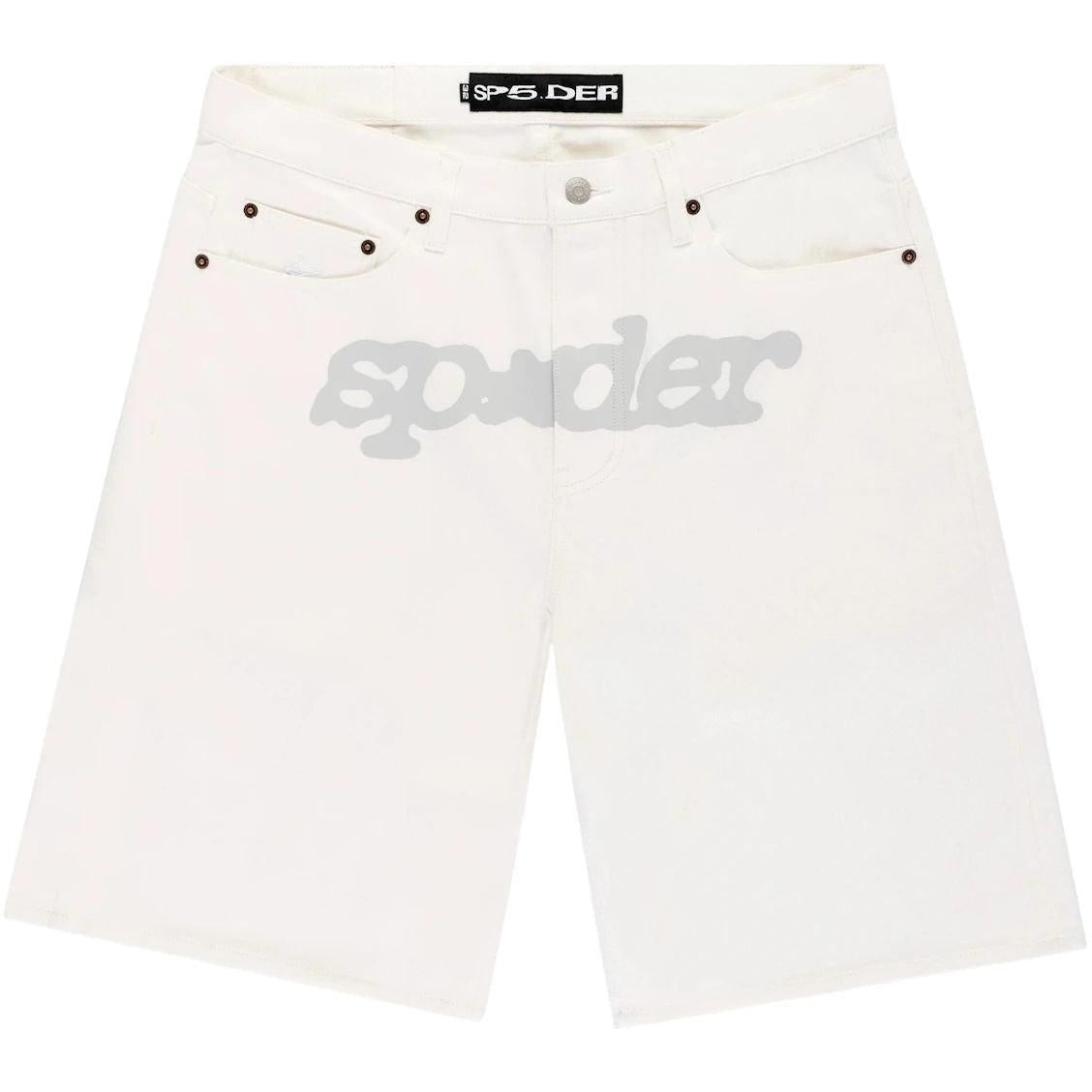 Sp5der V3 Logo Denim Short White