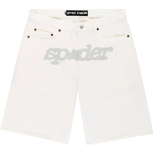 Sp5der V3 Logo Denim Short White