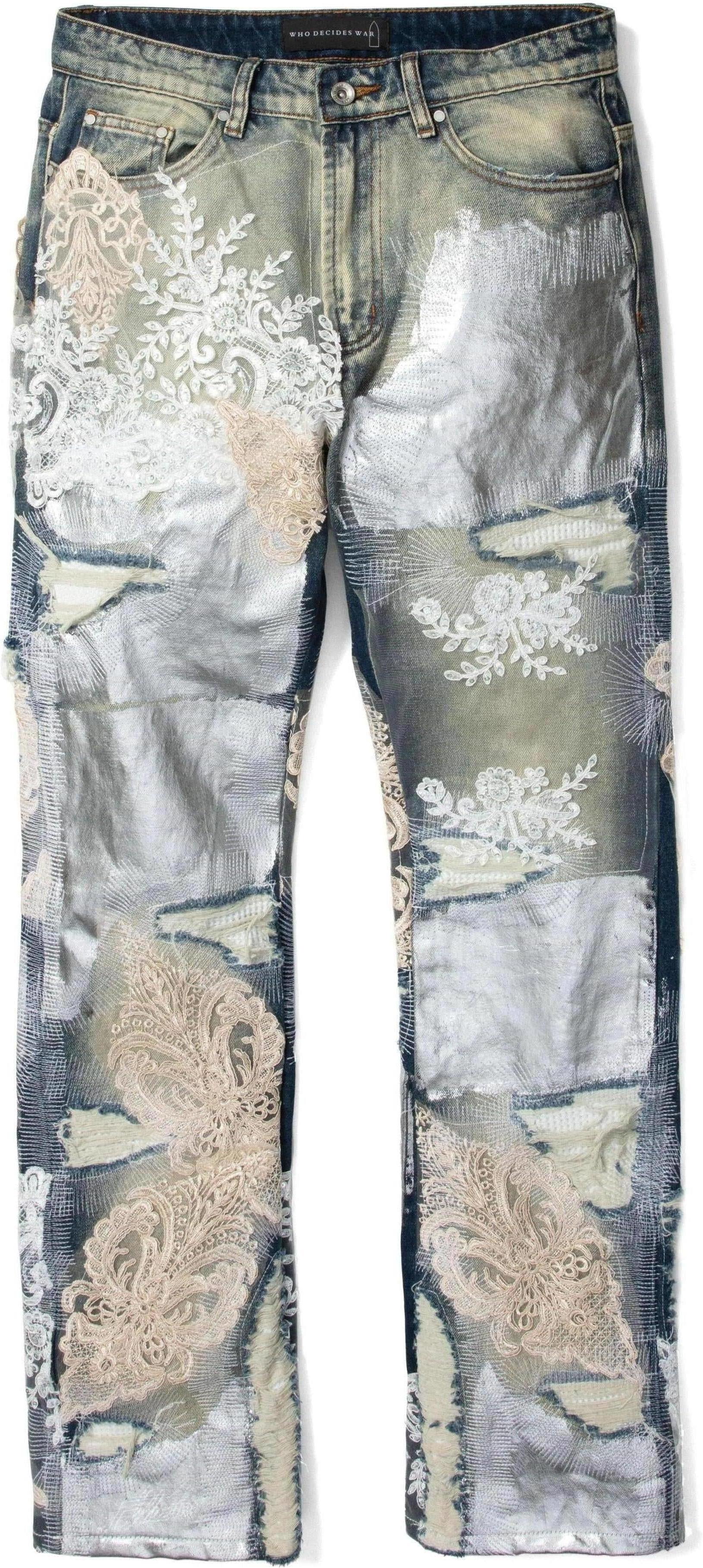 Who Decides War Metal Laced Denim Jeans &quot;Grey Washed&quot;