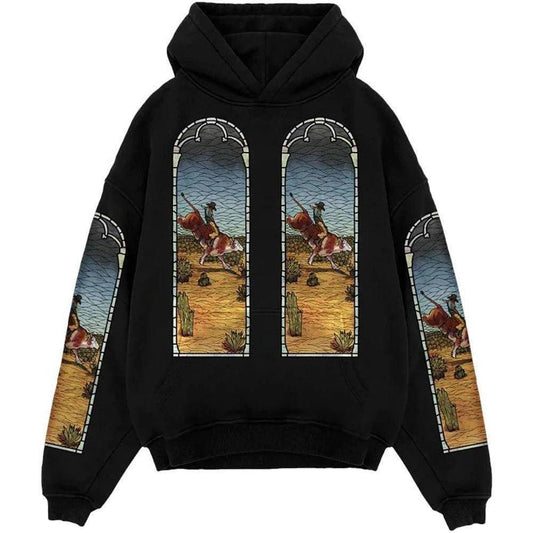 Who Decides War x EST Gee Stained Glass Hoodie Black