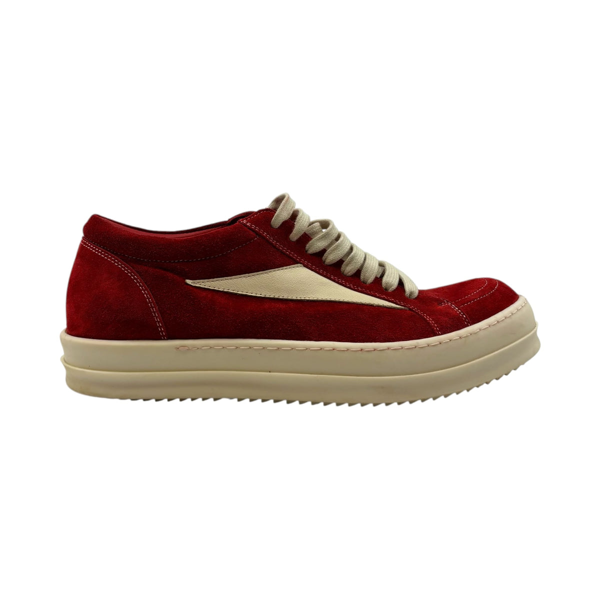 Rick Owens Temple Suede Vintage Low Sneaker Carnelian Milk