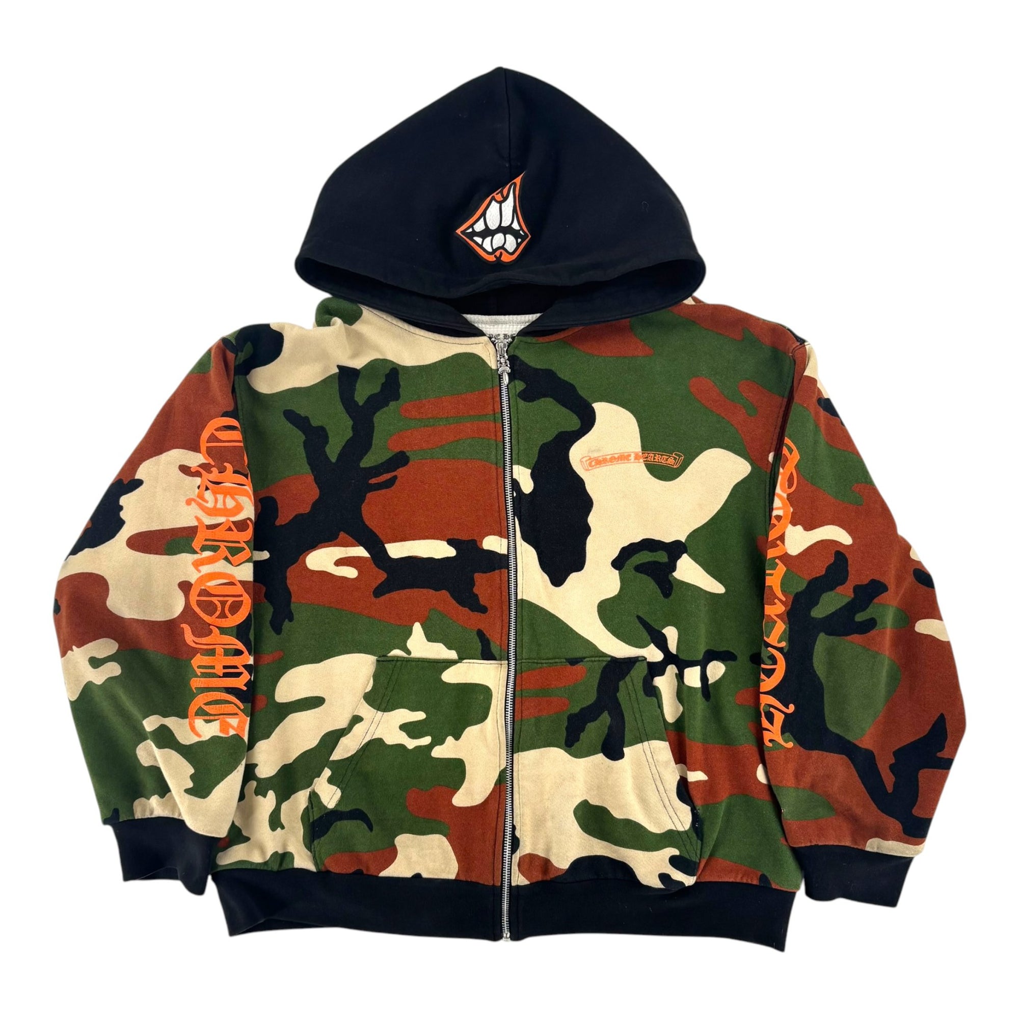 Chrome Hearts Matty Boy Caution Thermal Zip Up Hoodie Camo