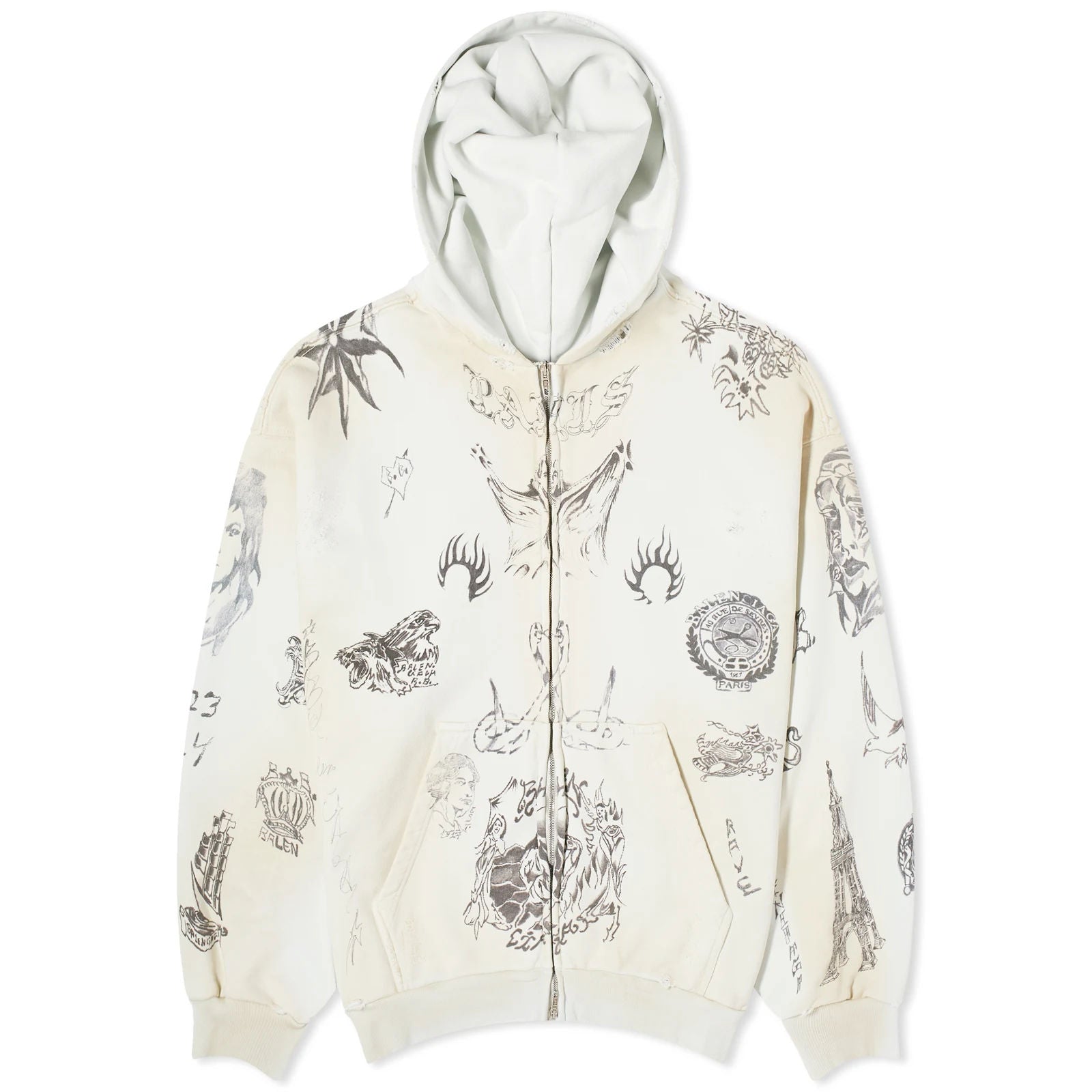 Balenciaga Tattoo Zip Up "Creme" - Lightly Worn