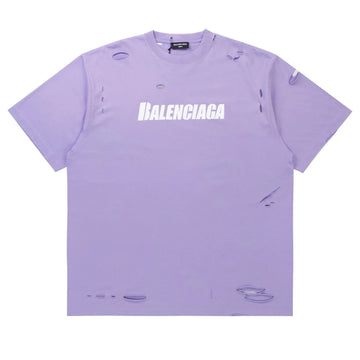 Balenciaga Caps Destroyed Tee 'Purple'