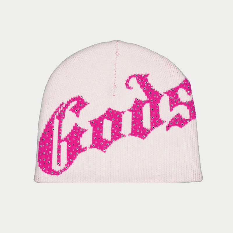 OG Logo Studded Beanie Pink White