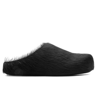Marni Long Hair Calfskin Fussbett Sabot Mule Black - Lightly Worn