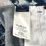 Louis Vuitton Bleached Bandana Monogram Denim Shorts Blue
