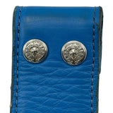 Chrome Hearts Blue Leather Belt Strap (With Rhodium Hardware)