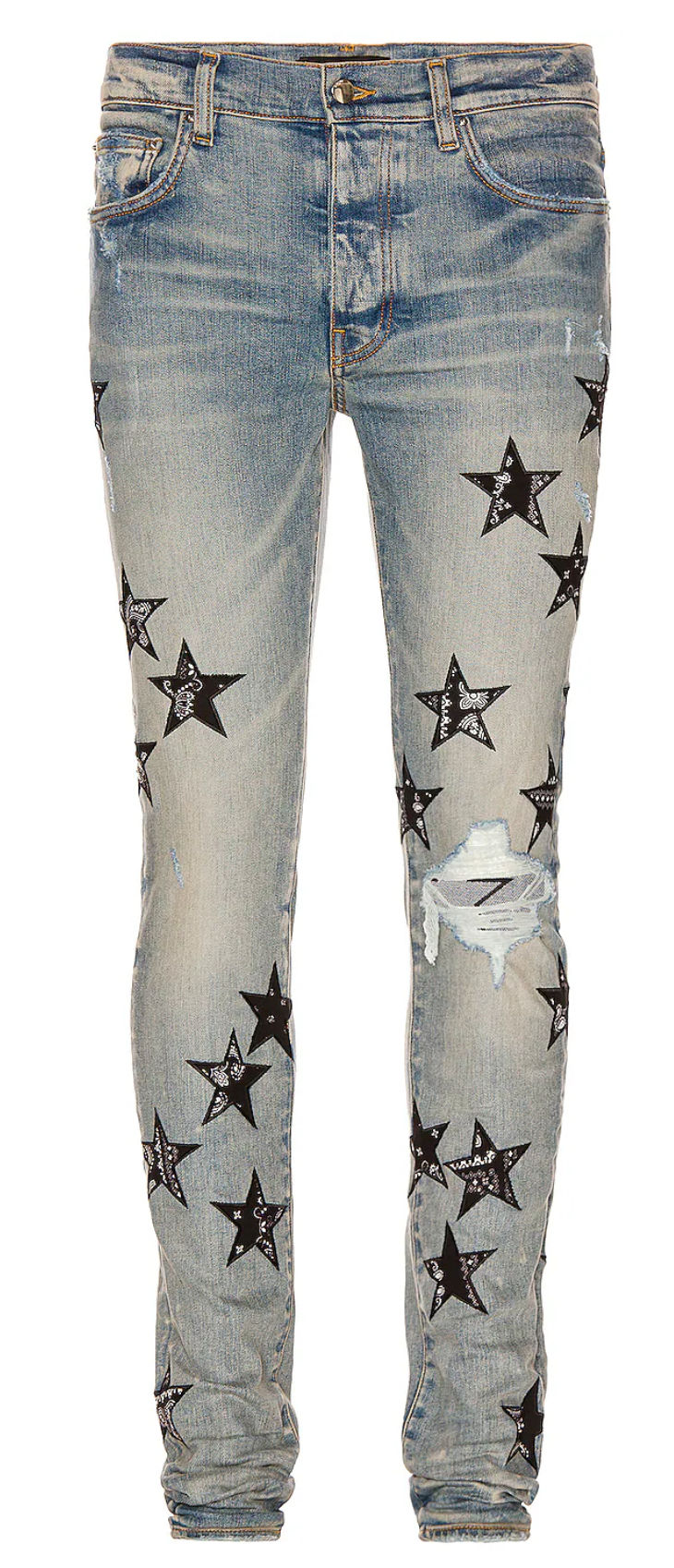 Amiri Bandana Star Patch Lightwash Jeans - Lightly Worn
