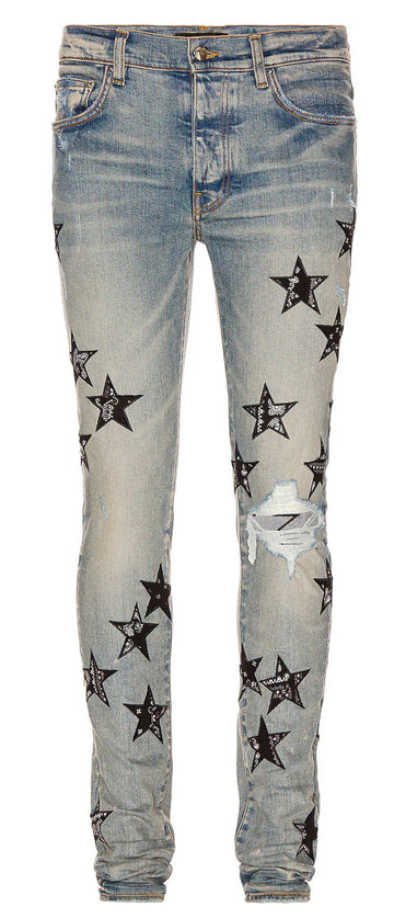 Amiri Bandana Star Patch Lightwash Jeans - Lightly Worn