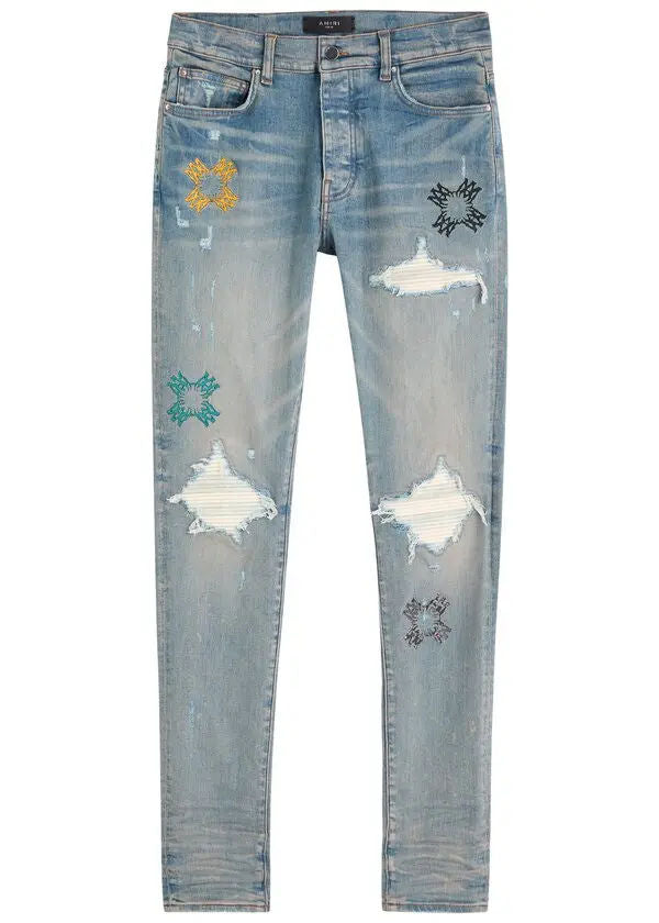 Amiri MA Quad MX1 Distressed Skinny Jeans Lightwash - Lightly Worn