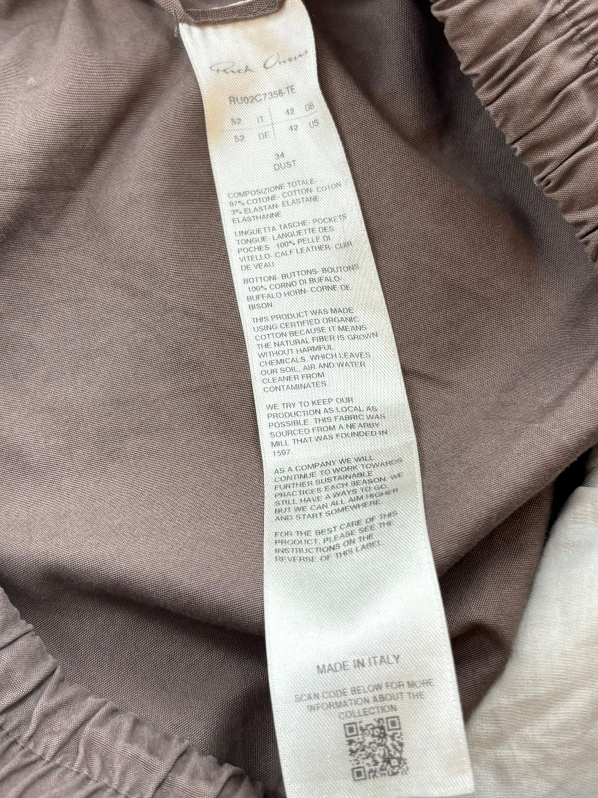 Rick Owens Bela Cargo Shorts Dust