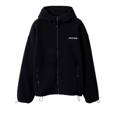 Miu Miu Cotton Fleece Zipper Hoodie Navy