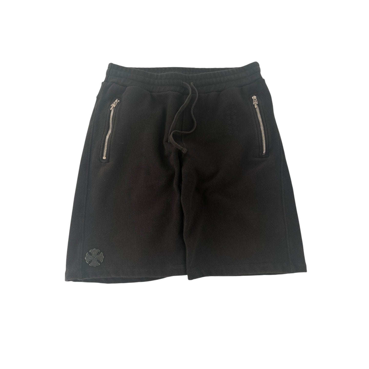 Chrome Hearts Cross Patched Vertical Logo Sweat Shorts Black