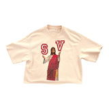 Saint Vanity Jesus Cropped Sweater Tee Cream