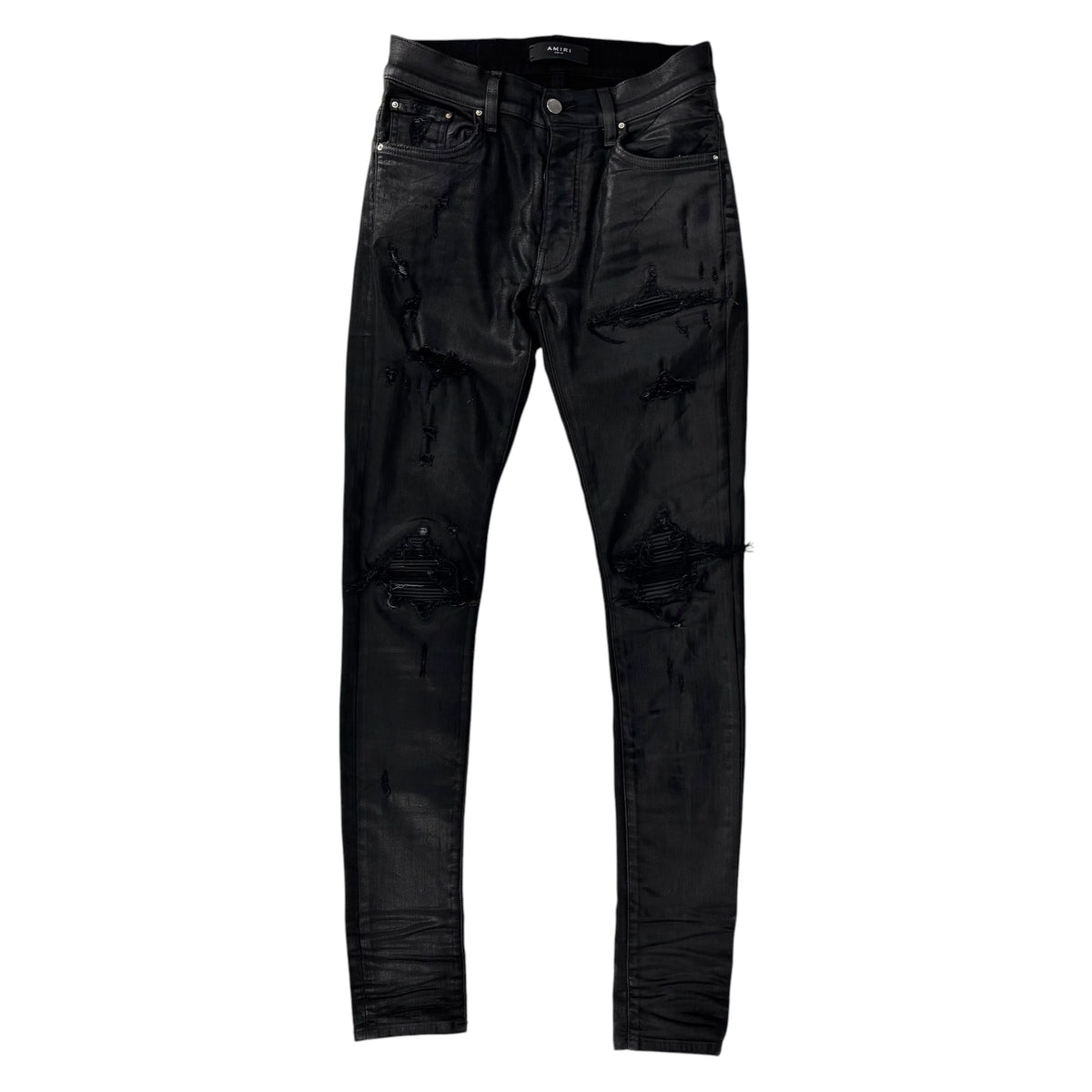 Amiri Mx1 Black Ribbed Waxed Denim