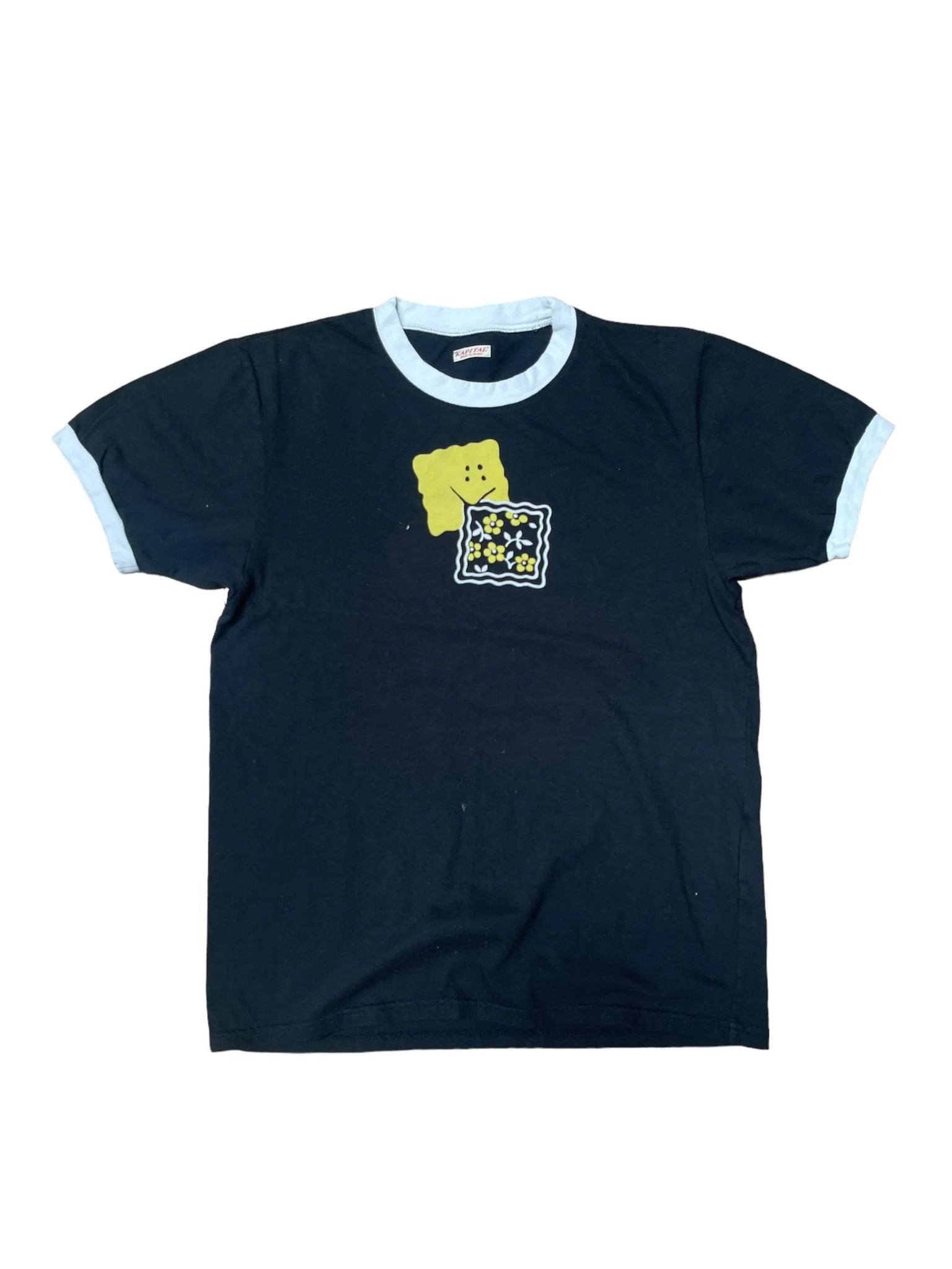 Kapital Square Smiley Ringer T-Shirt "Black"