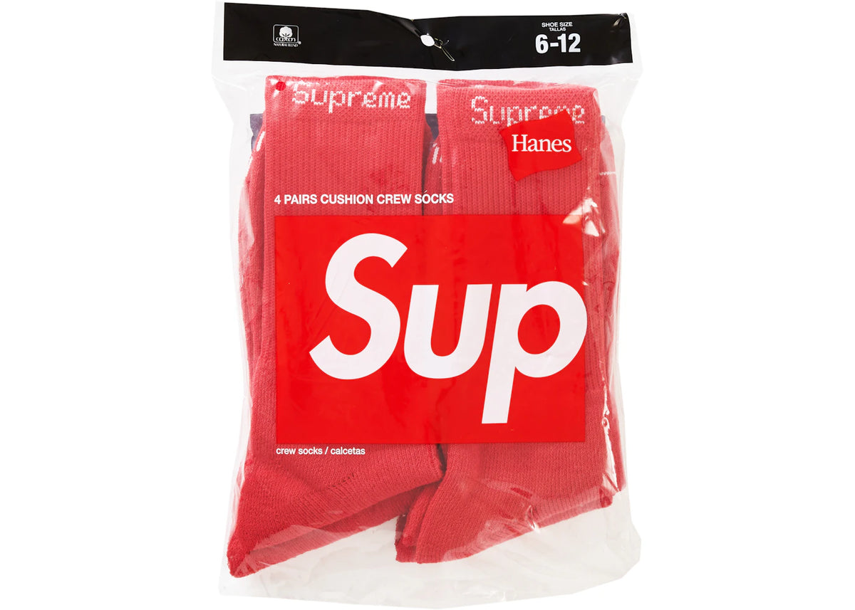 Supreme Hanes Socks (4 Pack) Red